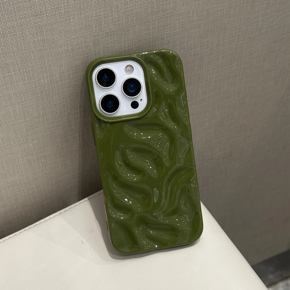 Luxury Ripple Wrinkles Soft Silicone Case for iPhone 16 15 13 11 12 14 Pro Max 16 Plus Candy Cover for iPhone 17 Air Pro Max Xr - náhled 3