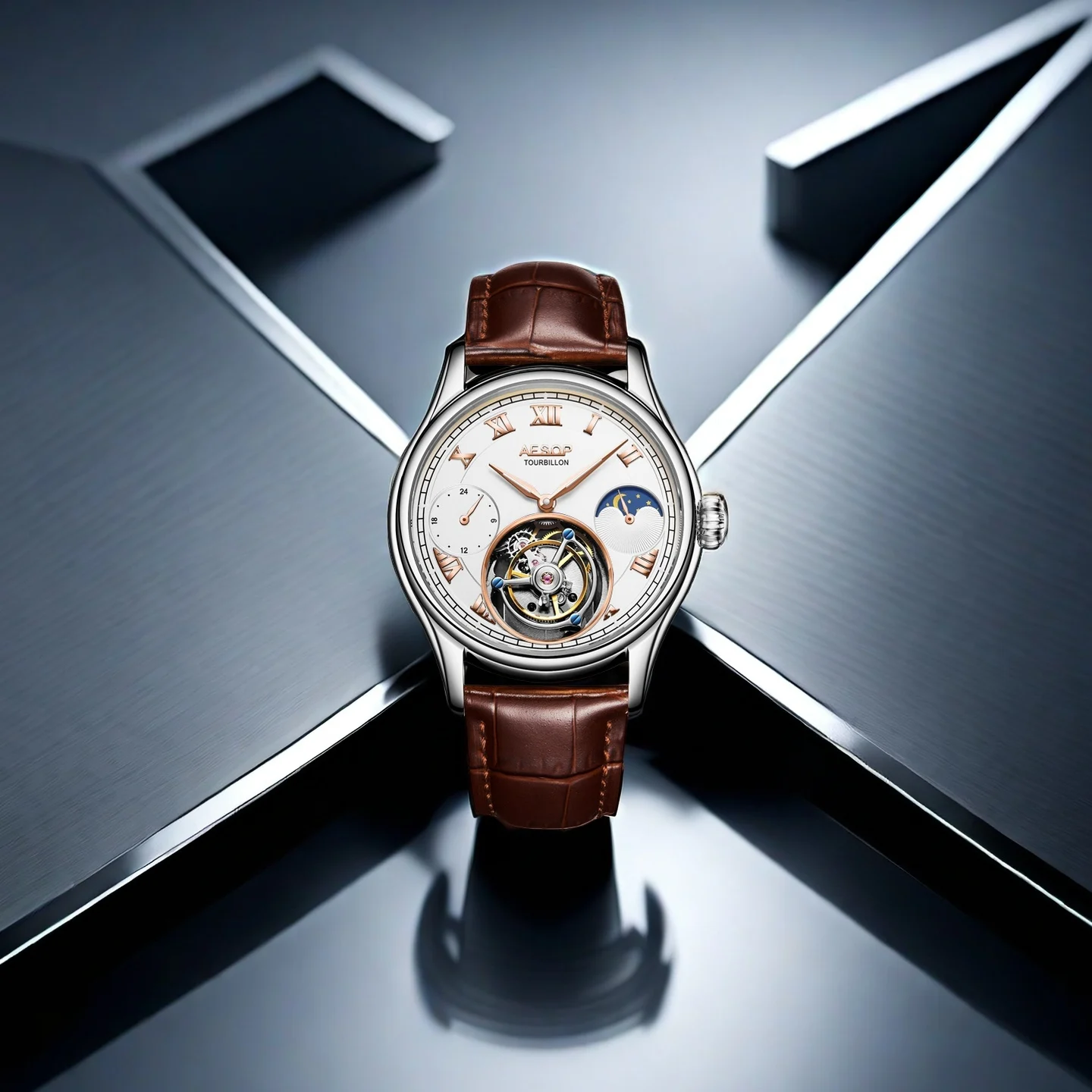 AESOP Original Flying Tourbillon Watches for Men Mechanical Skeleton Tourbillon Movement Fashion Wrist Watch Mens Sapphire 2025