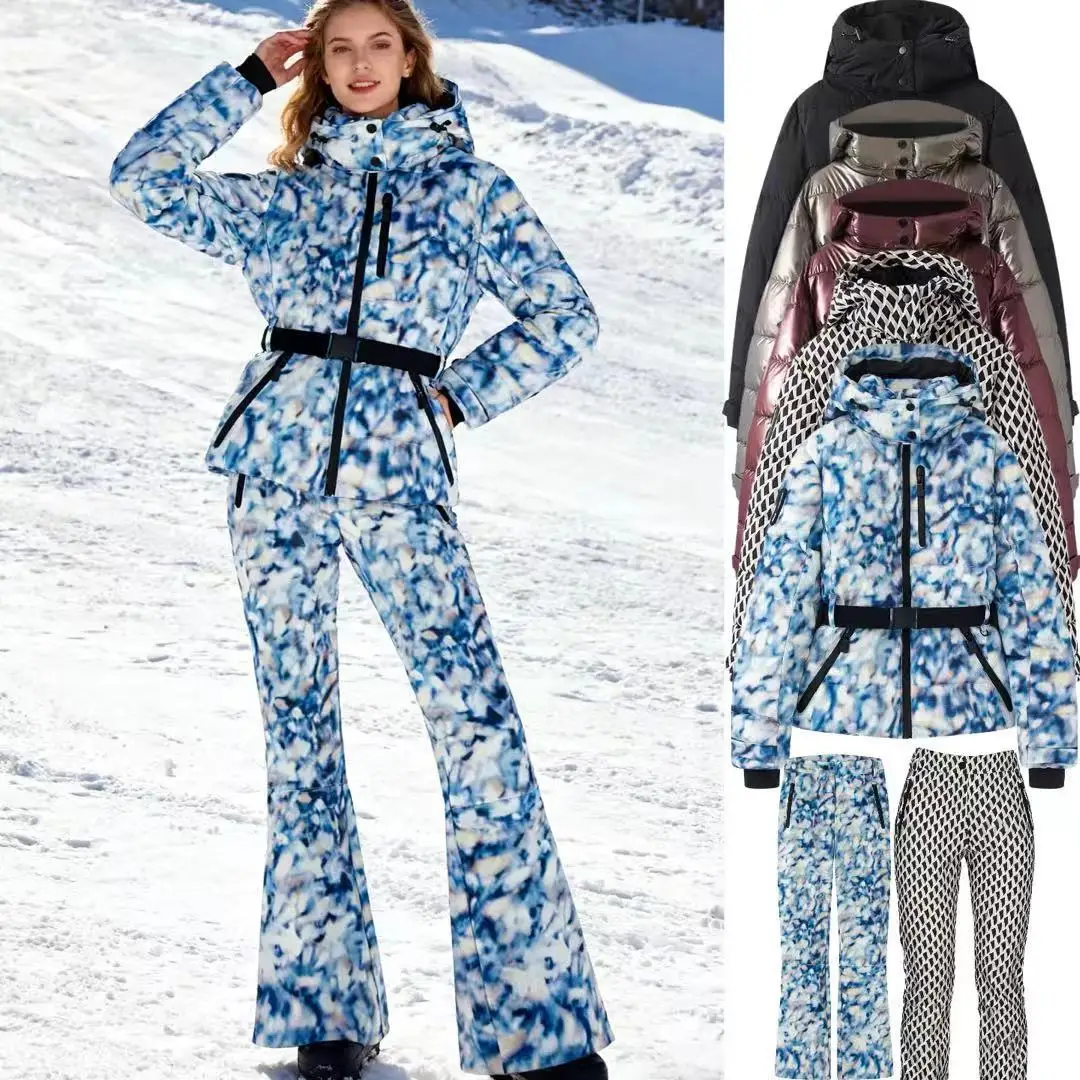 2025 New Women's Ski Series Multi-color Waterproof Cold-proof Waist Warm Hooded Cotton Jacket Fashion Jacket