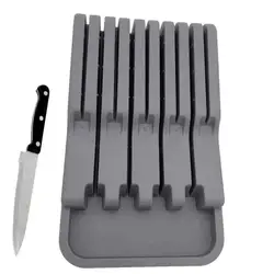 Knife Block Holder Plastic Cutlery Drawer Organizer 6 Slots Knife Storage Tray Anti Slip 6 Slots Kitchen Counter Organization