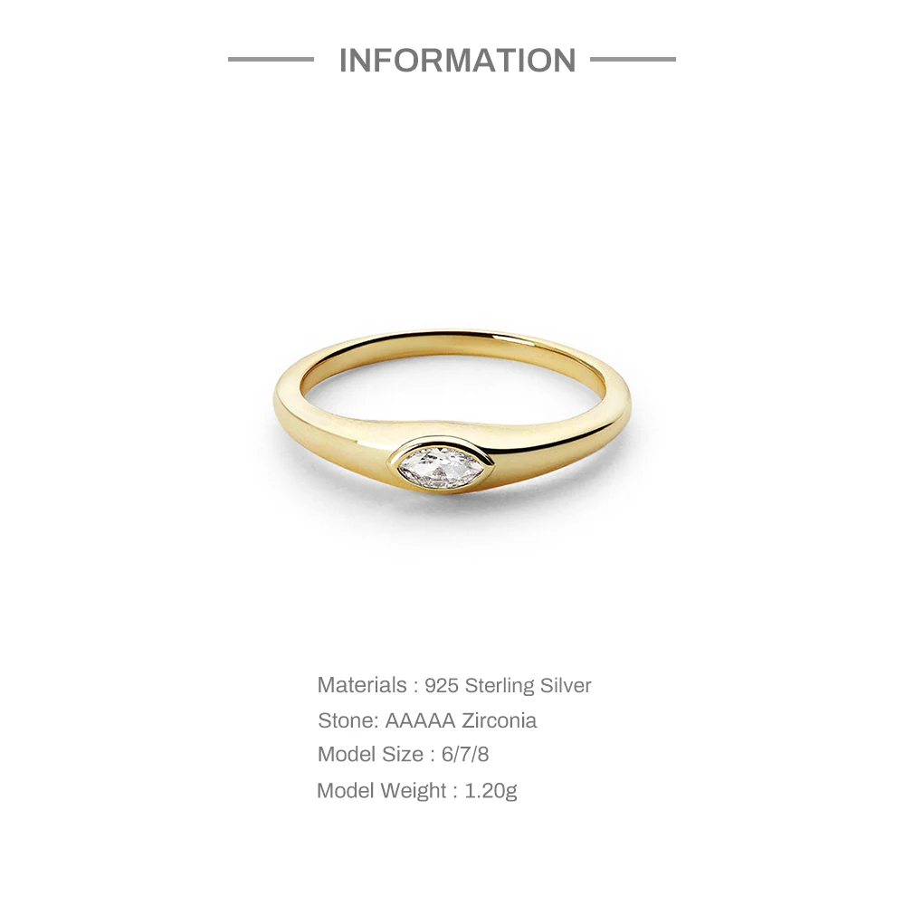 ROXI 925 スターリングシルバーミニマリストシングルジルコン邪眼スムーズリング女性男性のための新しいトレンディなパーティージュエリーギフト指リング