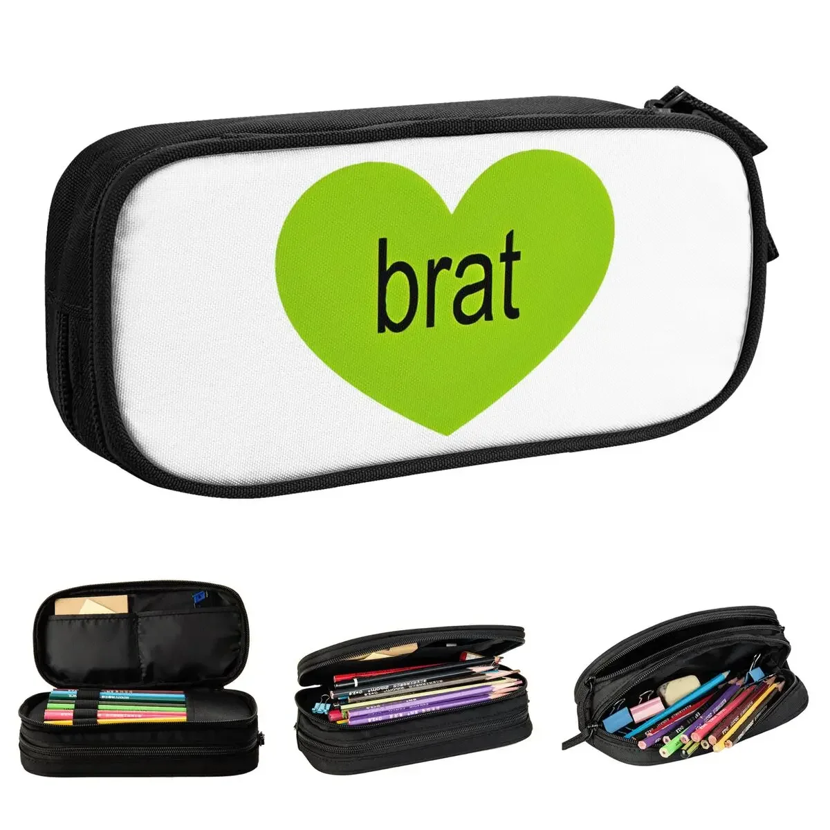 Charli XCX Brat Heart Pencil Cases Lovely Album Music Pen Box Bags Kids Big Capacity Students School Gifts Pencilcases