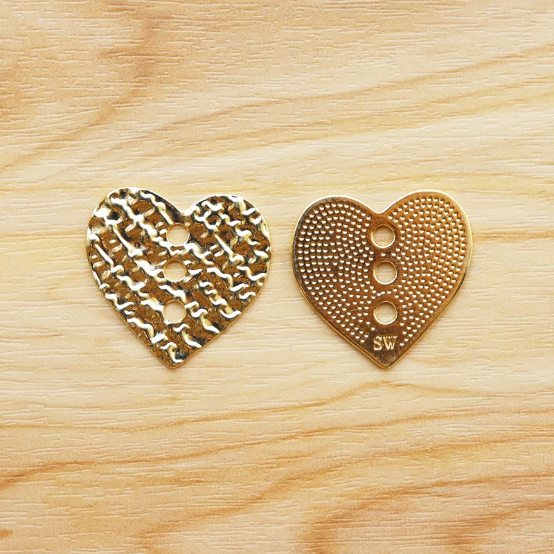 10 Pieces Matt Gold Color Hammered Heart Charms Pendants 3 Holes for Necklace DIY Jewellery Making Findings 28x29mm