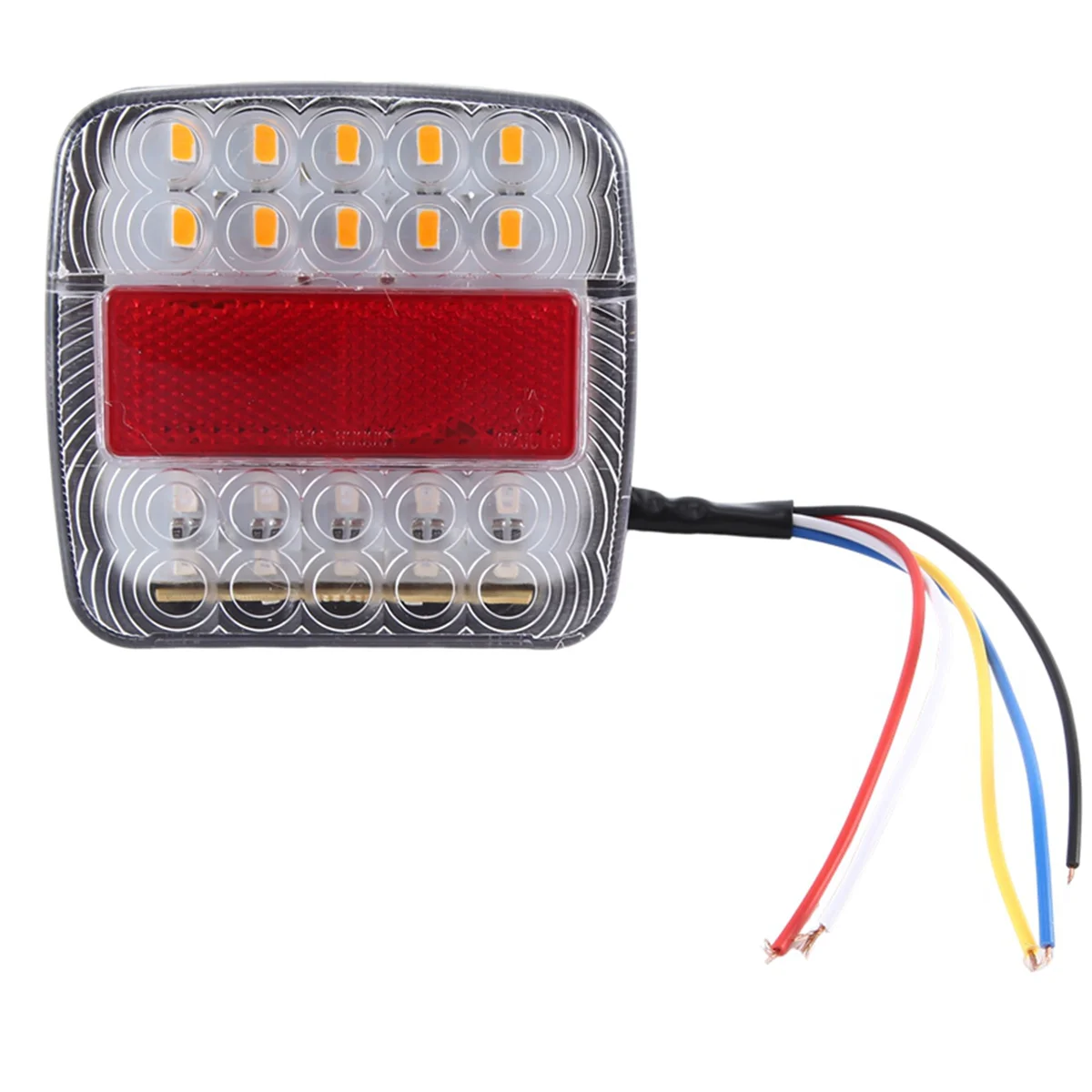 12V Led Vierkante Lamp Tweekleurige Achterlamp Universele Auto Levert Witte Afdekking