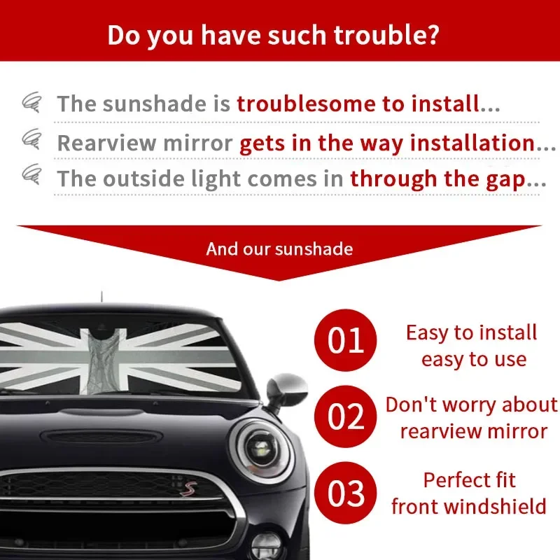 For Mini Cooper R50 R53 R56 R60 F55 F56 R58 R59 Car Front Window SunShade Cover Blocks UV Ray Reflector  Windshield Sunshade