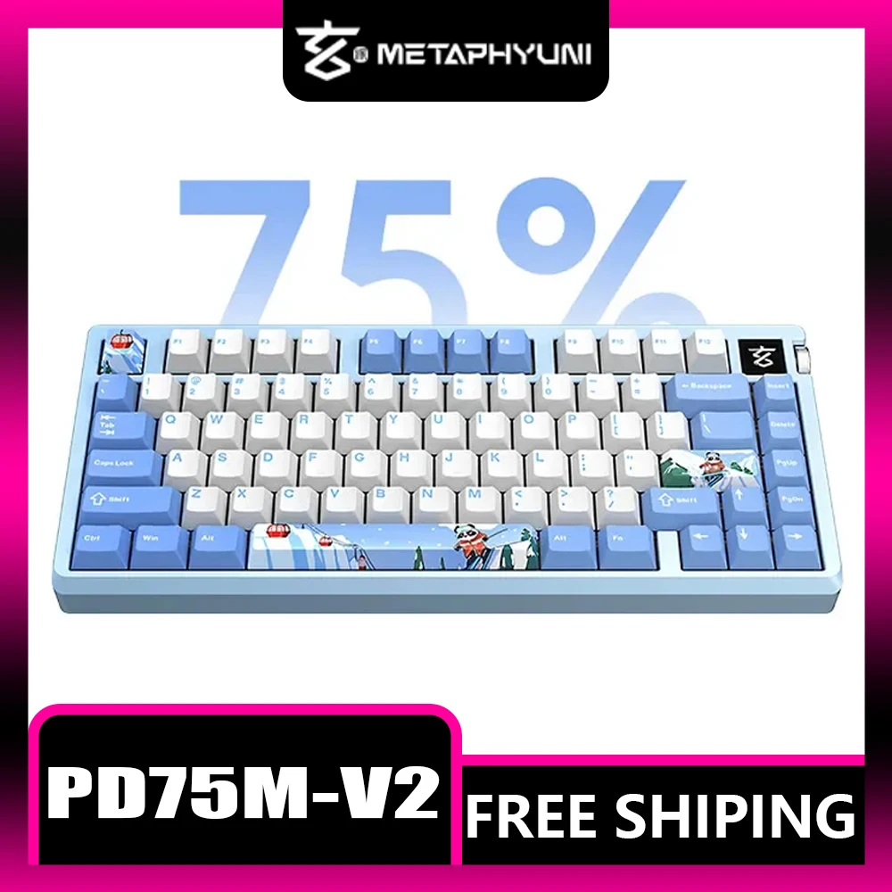 

Metapyuni Metapanda Pd75m-V2 Mechanical Keyboard Hot Plug 3 Mode 2.4G Bluetooth Wireless Customized Keyboard Gamer Office Gift