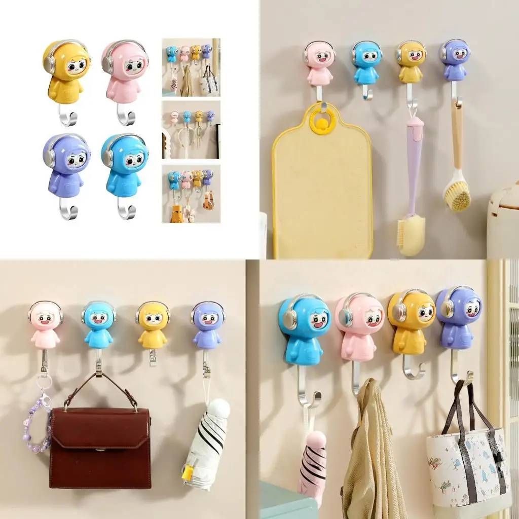 Cartoon Face Changing ABS Plastic Adhesive Wall Hook Girl Decorative Hanger For Hats Bags Accessories