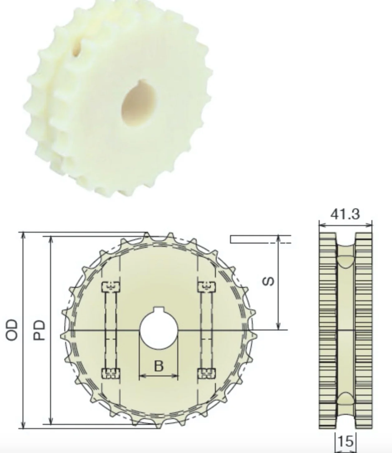 2pcs 820 Series  15teeths Od:91mm  Hole:30mm Flat Top Chain Plate Supporting Nylon Sprocket Driving Wheel