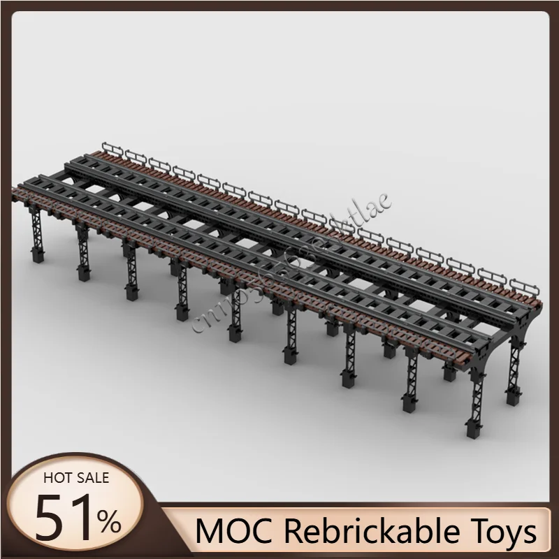 1991 PCS MOC Middeleeuwse Stad Bouwsteen Serie Spoorwegbrug Architectuur Modulaire Kinderen Assemblage Speelgoedset Kerstcadeaus
