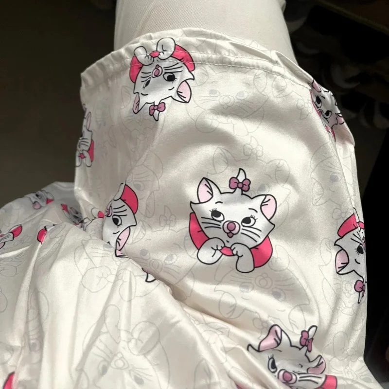 Anime Marie Cat Extra Large 300Kg Wearable Sleepwear Women\'s Cartoon Printed Pants High Waist Home Shorts Sleepwear Pants Large