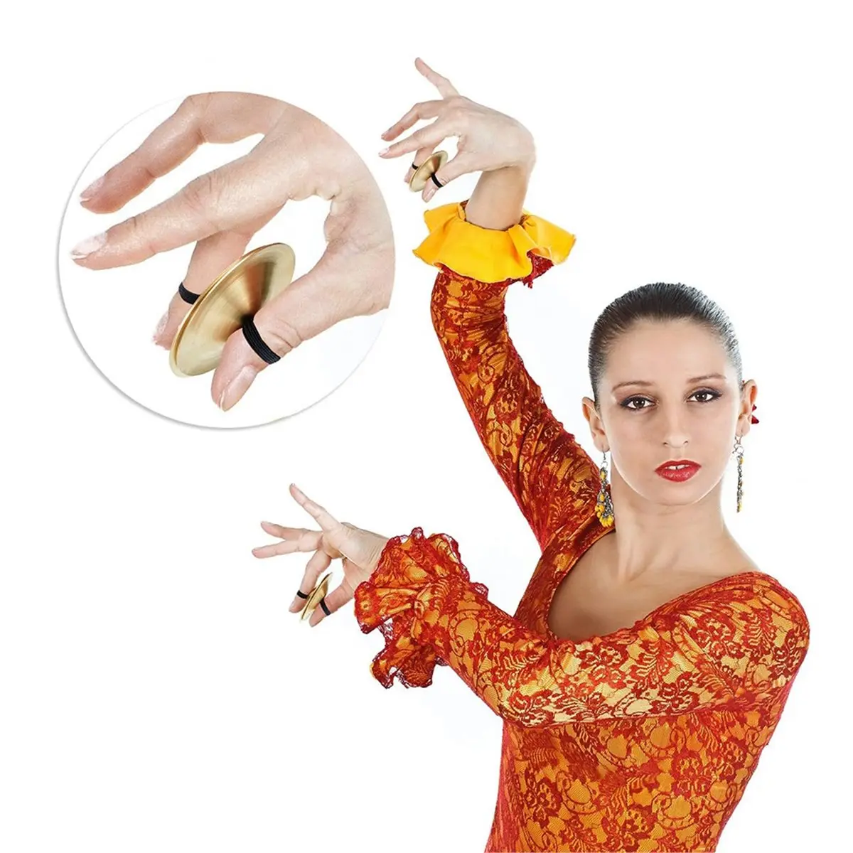6 Pieces Finger Cymbals Belly Dancing Zills Musical Instrument for Dancer Party Live Performances
