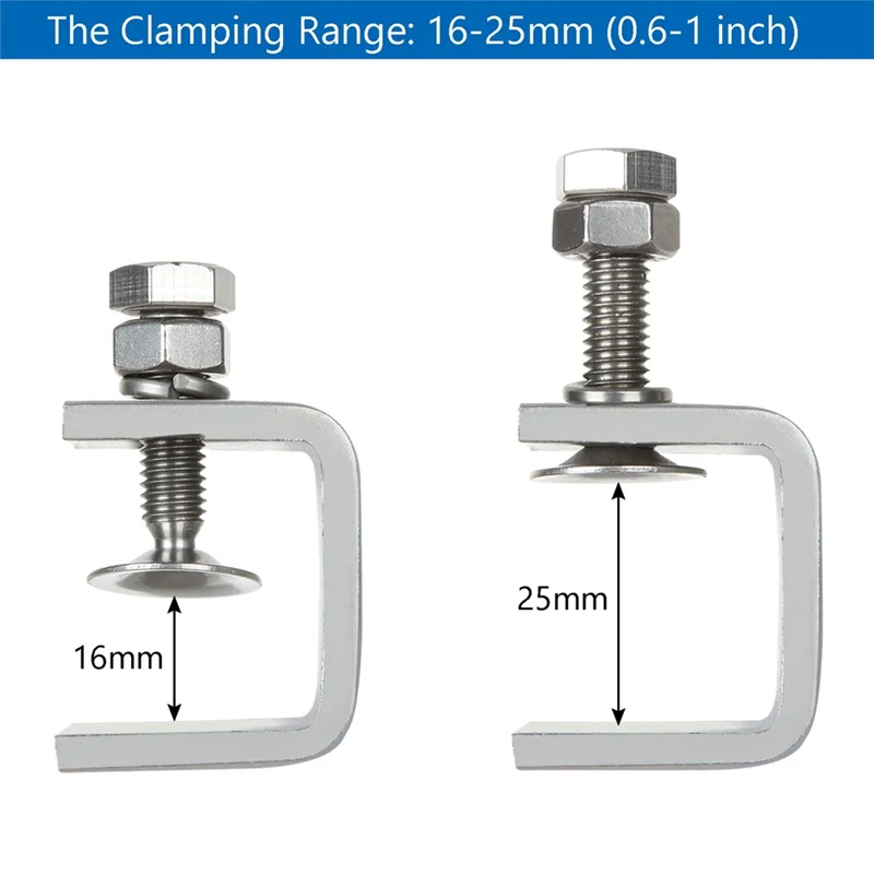 Small C Clamps,Heavy Duty C-Clamp Stainless Steel with Stable Wide Jaw Opening & I Beam Design,Clamping Range 16-25mm