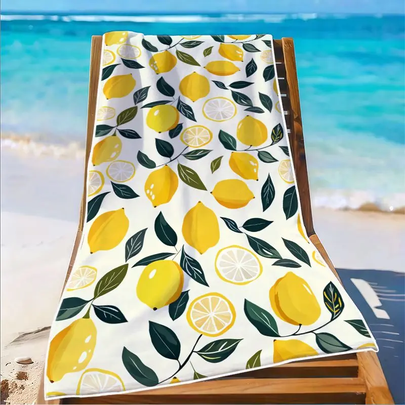 1Pc, Lemon-Patterned Beach Towel, Super Absorbent and Lightweight Beach Towel - Sand-Free, Quick-Drying Towel, Soft Microfiber, Suitable for Various Settings Such as the Beach, Swimming Pool, Gym, Bathroom, Camping, and Travel.