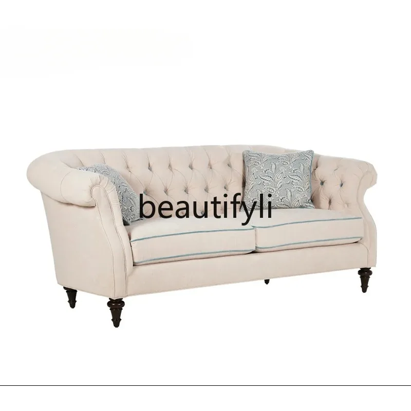 G80 American sofa elegant and clear shadow modern simple fabric three-person sofa