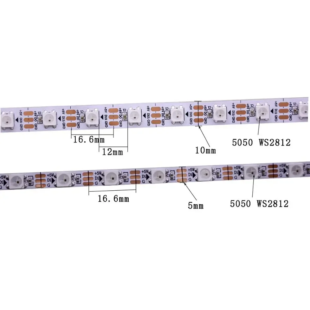 Addressable DC5V White Black PCB 1/2/3/5M WS2812B Pixel LED Strip 5mm 5050 RGB 60LEDs/m WS2812 Digital Light SK6812 Dream Color