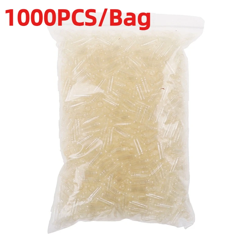 1000 unids/bolsa tamaño estándar 0 # Cápsulas vacías Cápsulas transparentes de gelatina Cápsulas unidas separadas transparentes de gelatina dura hueca