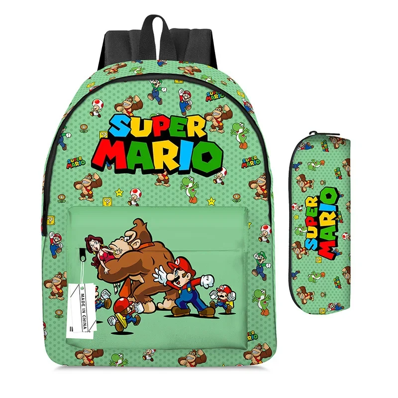 2 pz-set nuovo zaino Super Mario Mario borsa a tracolla Mario scuola elementare e media borsa scuola astuccio cartone animato