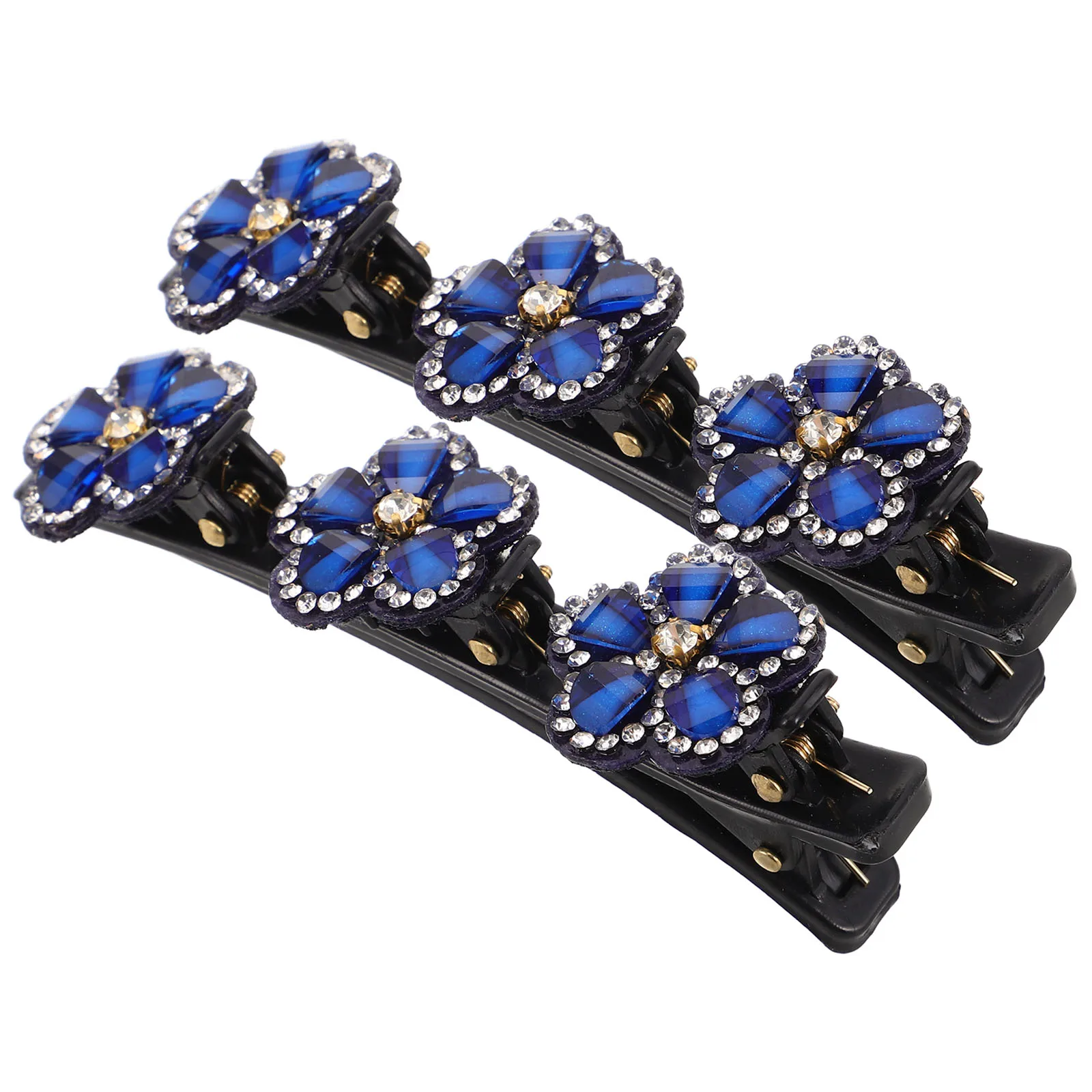 

2Pcs Braid Hair Accessories Double Layer Flower Clips Decorative Hairpin Sparkling Hair Barrette for Women Styling