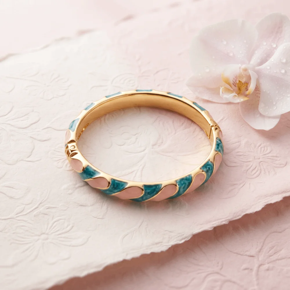 Irregular Shape Enamel Bangle Bracelet Colorful Enamel Dropped Glaze Cloisonne Bracelet Cloisonné Pattern Striped Pattern