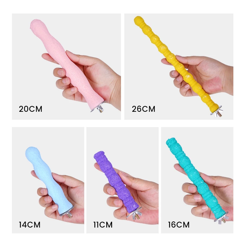 Pet Paw Grinding Wooden Stick Sprayed with Colored Sands Bird Parakeet Parrot Toy Grinder Grinding Rod Gripper Bird Supplies