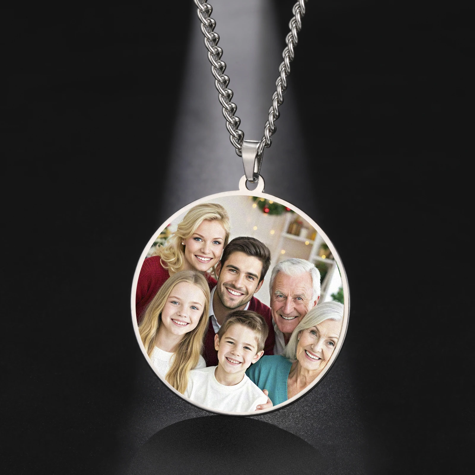 COOLTIME Custom Picture Pendant Stainless Steel Personalized Custom Print Photo Pendant Jewelry for Women Men