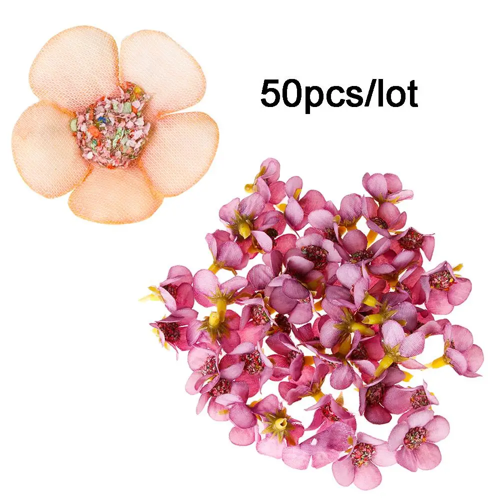 Mini Fleurs Artificielles Multicolores de 2cm pour Décoration de ix, Couronne, Détruire, Mariage, 50 Pièces