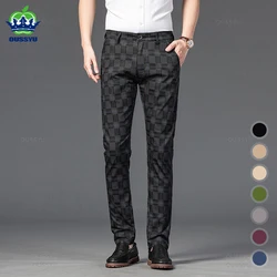 2024 New Men's Casual Plaid Pants Business Casual Slim Fit Black Blue Red Khaki Classic Style Trousers Male Brand Luxury Clothes