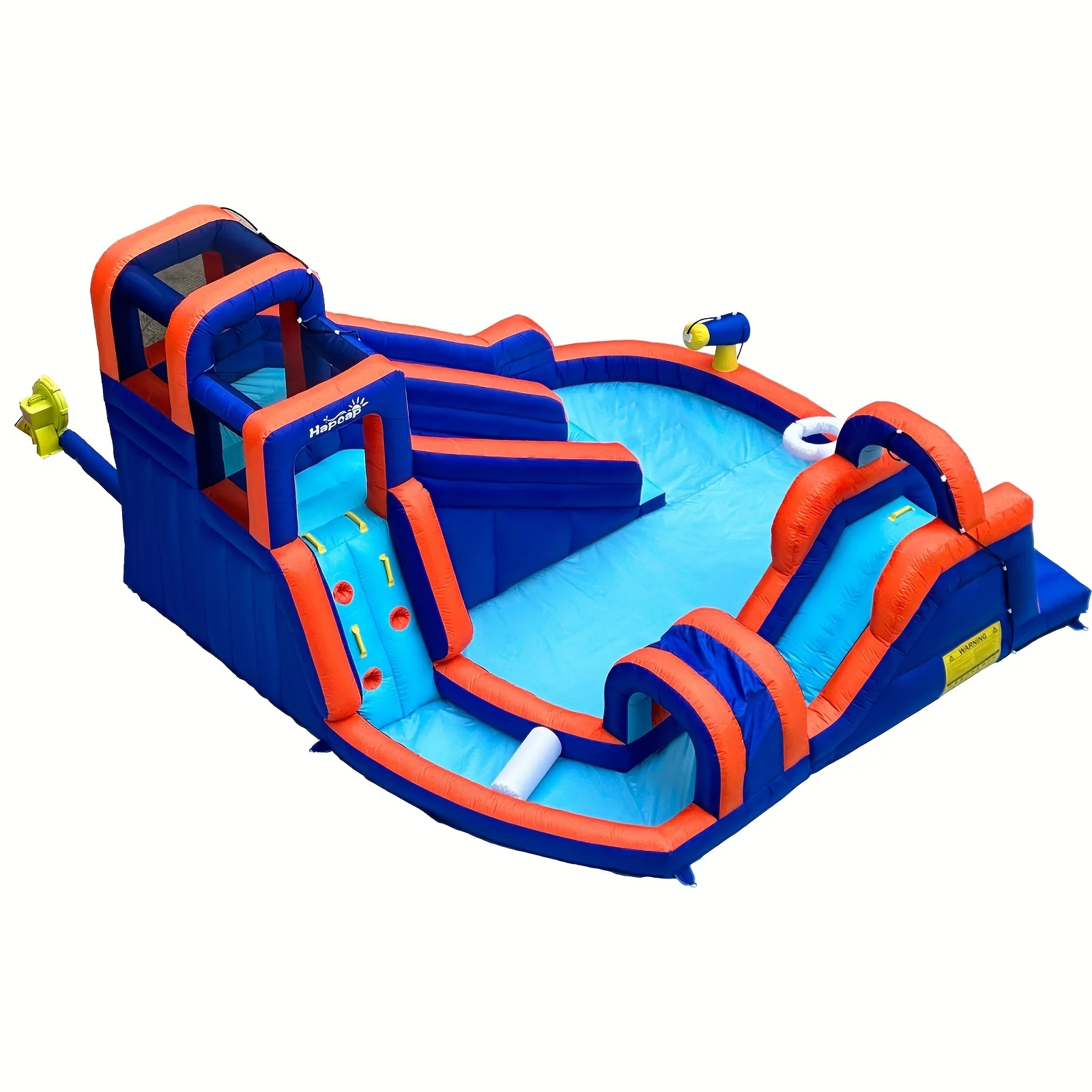 HapCap opblaasbare waterglijbaan, hindernisbaan springhuis voor buiten achtertuin, met luchtblazer, 13,8 ft x 13,5 ft
