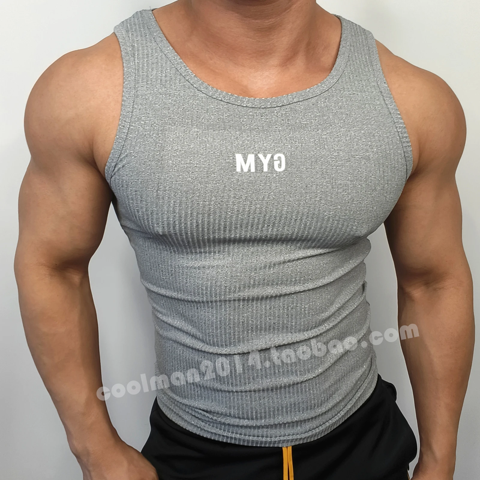 

Summer sleeveless men sports fitness tank top Plus size knitted t shirt streetwear