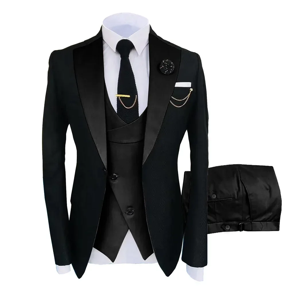 10088 suit men's large size three-piece dress suit slim groomsman and groom