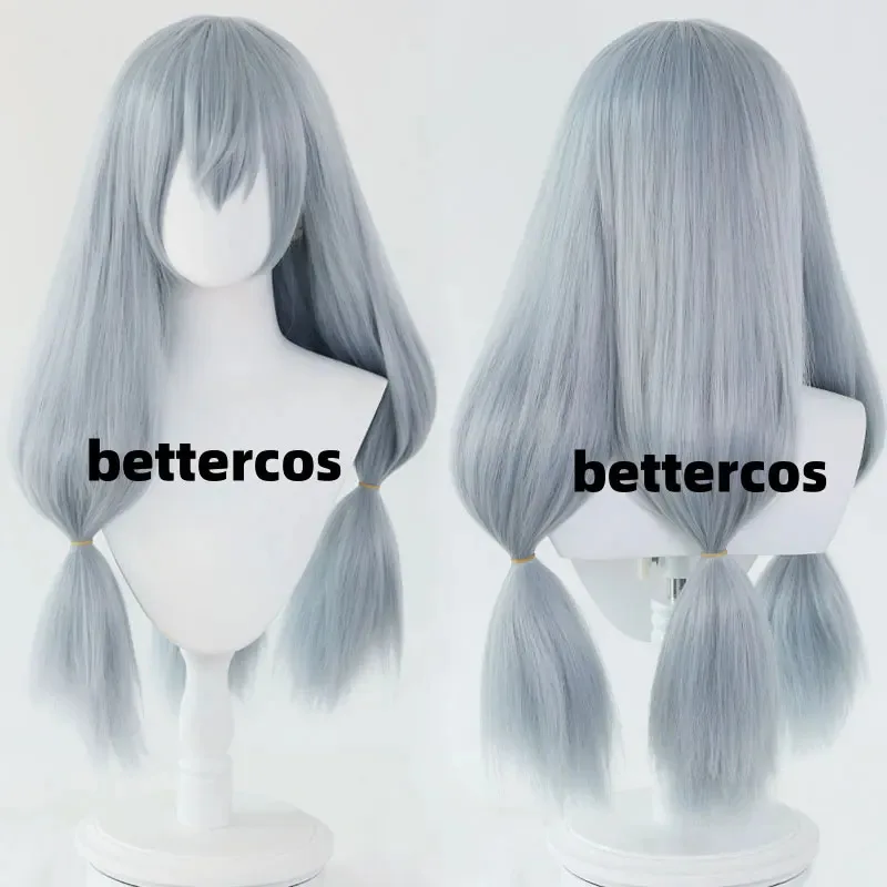 رمادي أزرق ذيل حصان ماهيتو الشعر مقاومة للحرارة الاصطناعية تأثيري أنيمي الباروكات + غطاء شعر مستعار CVV؛ 6FG.GHI