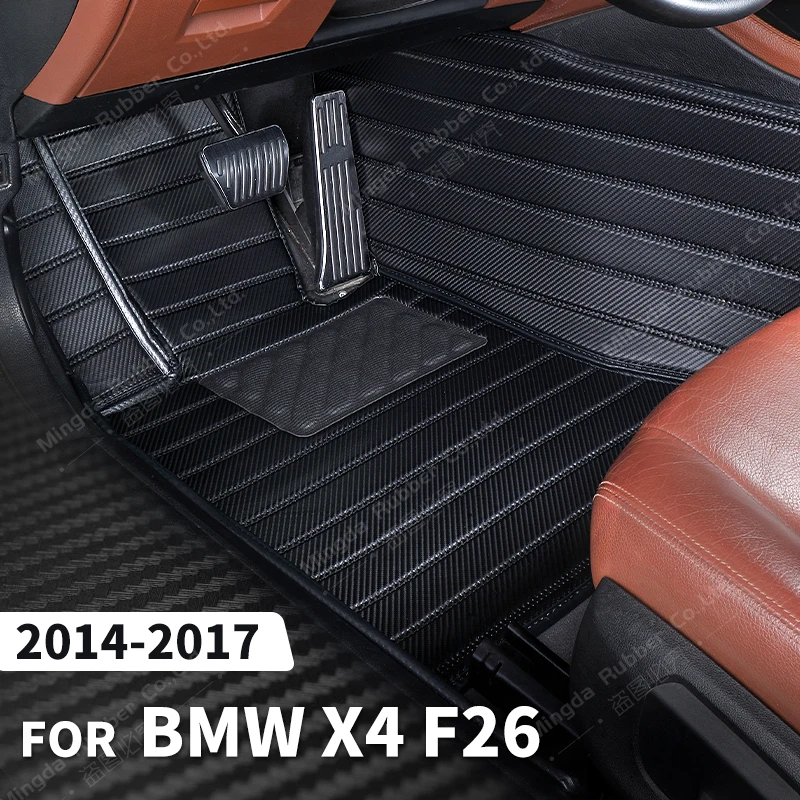 

Custom Carbon Fibre style Floor Mats For BMW X4 F26 2014-2017 15 16 Foot Carpet Cover Automobile Interior Accessories