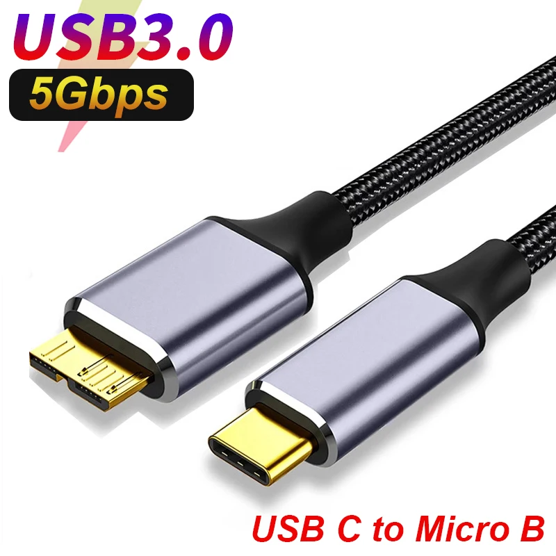 Micro B USB 3 0 to Type C Cable Adapter Connector 5Gbps High-Speed Data Transfer External Hard Drive Disk Cable for Hard Drive