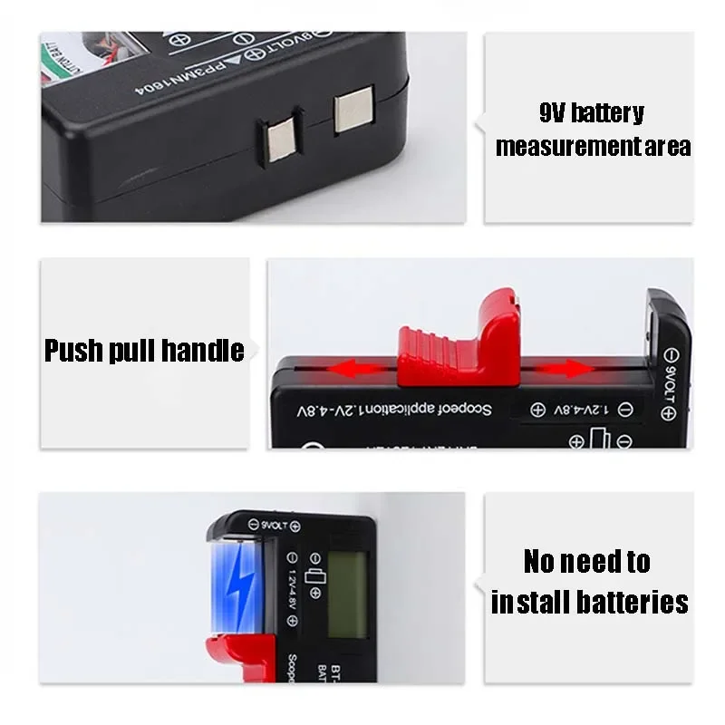 Digitaler hochpräziser Trockenbatteriespannungsmesser, Zeiger, verbleibender Kapazitätstester, universeller Knopfzellen-Batterie BT-168 9 V/1,5 V