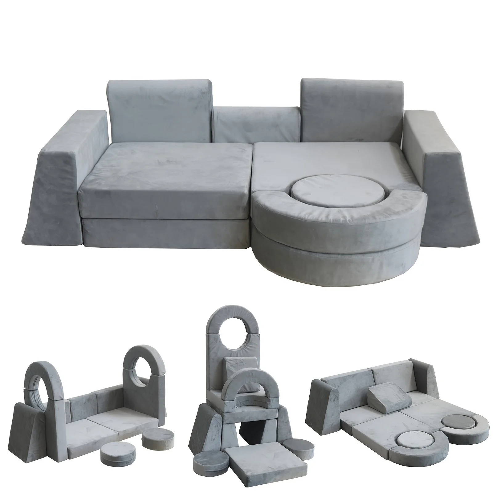 

13pcs Modular Play Couch, Floor Sofa Couch, Playroom Play Cushion Set for Boys And Girls, Creative Convertible Foam Play Couch LODEIJA