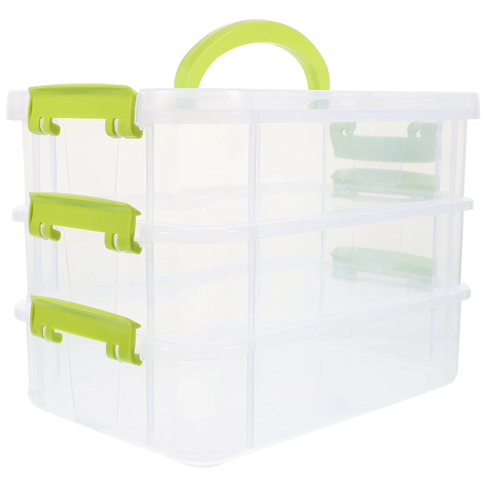 

Three Layer Storage Box Container Clear Stackable Case 3-tiers Convenient Bin Portable