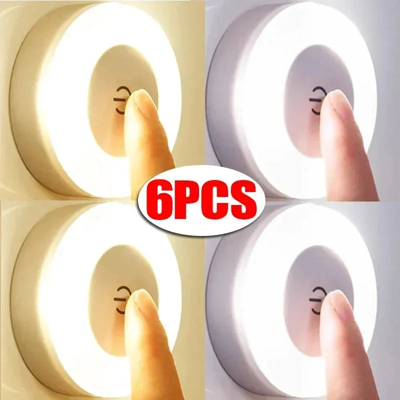 1/6PCS LED Touch Sensor Night Lights 3 Modes USB Charged Dimmable Wall Light Portable Mini Night Lamps for Home Bedroom Lighting