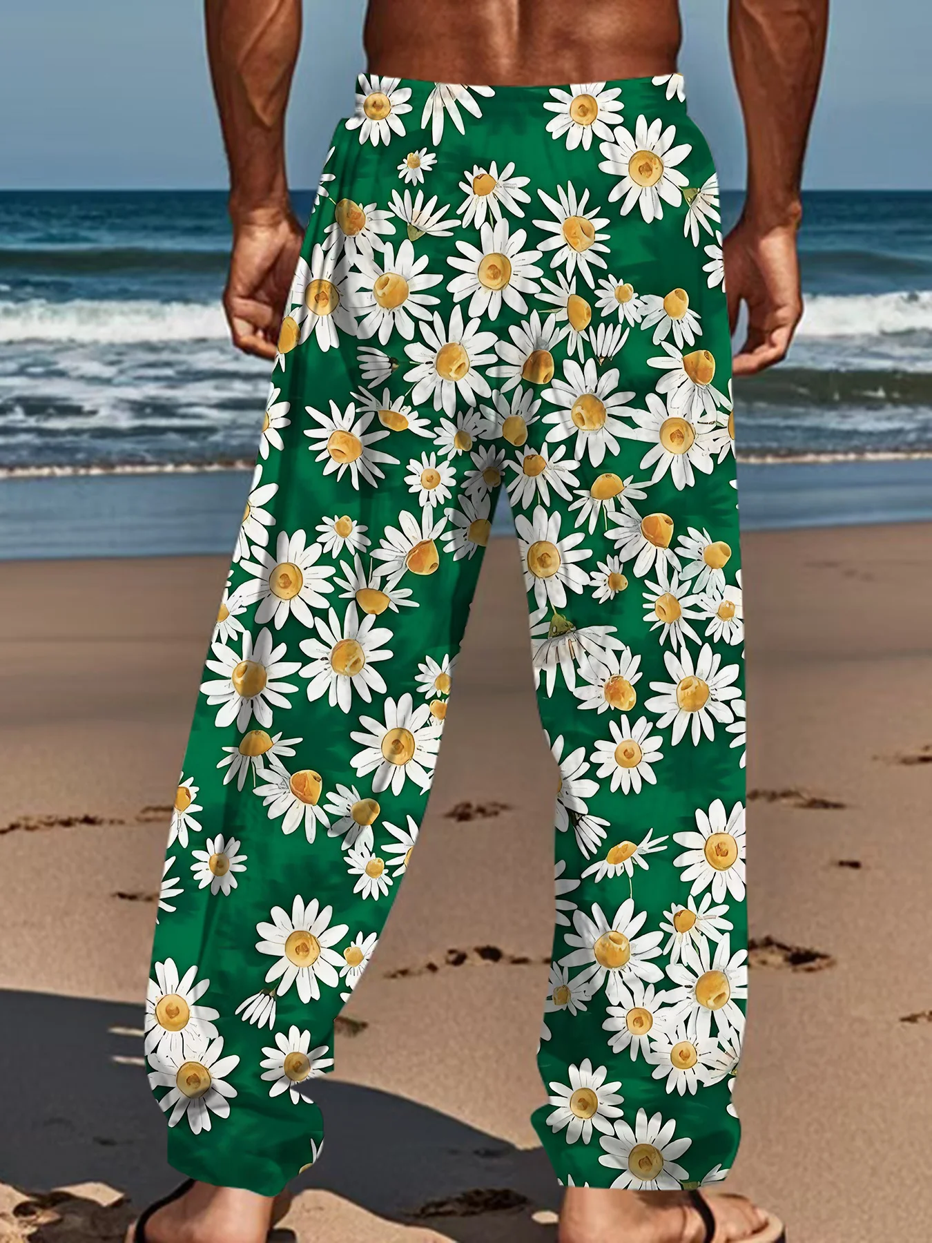 Men's VintageStraight Pants with Full-Body Print  Casual Trousers Suitable for Teen & Machine Washable Comfortable Winter Pants