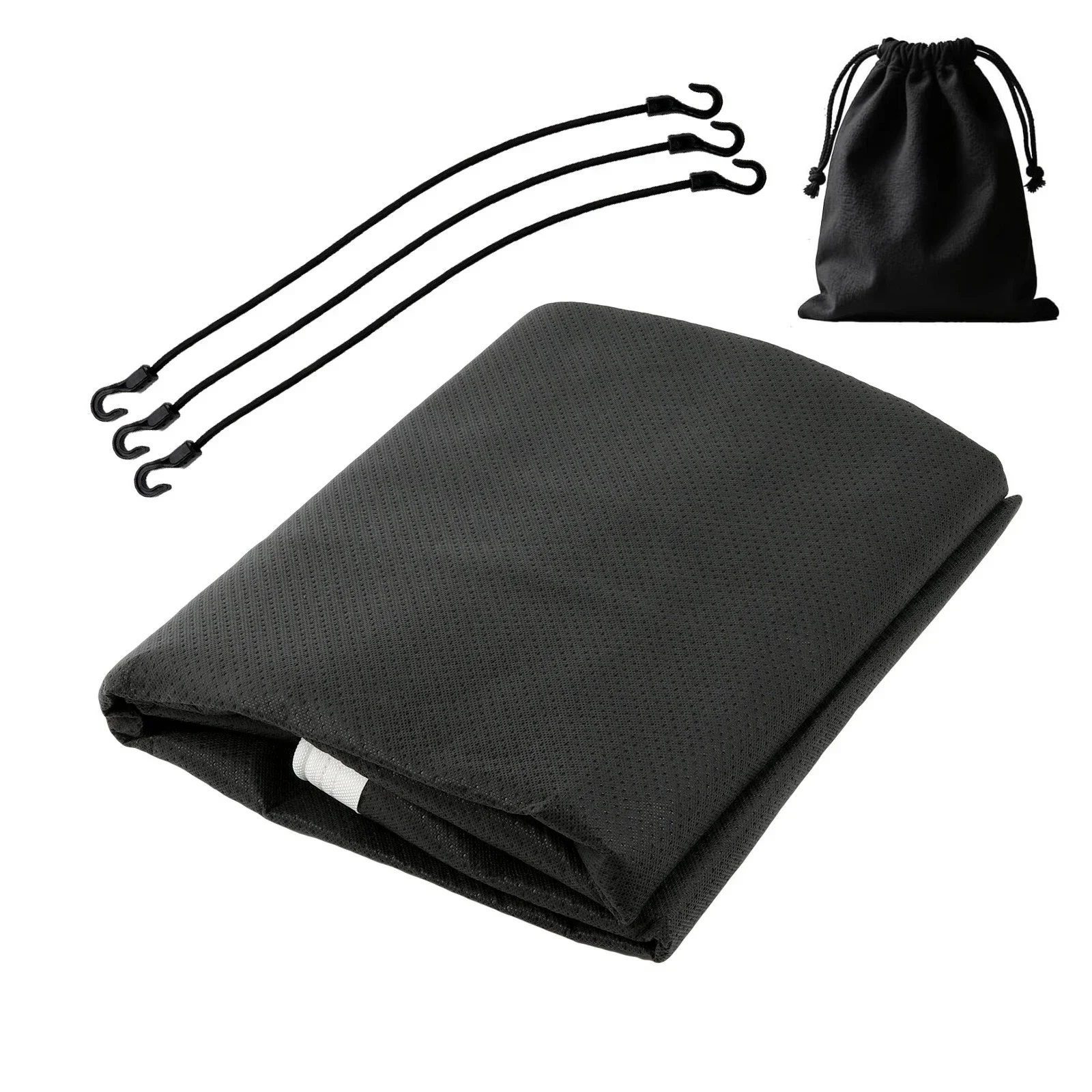 1Pc Caravan Front Towing Cover Black 200x160CM Winter Weatherproof Fastening With Keder Piping Hooks Bug Protection Cover Part