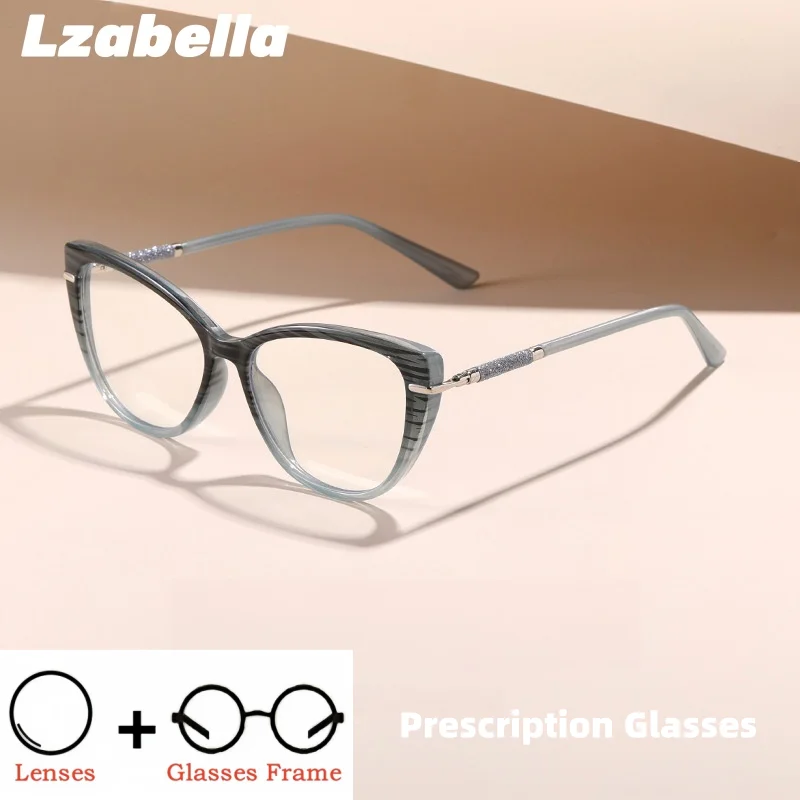 

Lzabella женские очки по рецепту для близорукости, дальнозоркости, прогрессивные мультифокальные линзы, модные кошачий глаз 27002