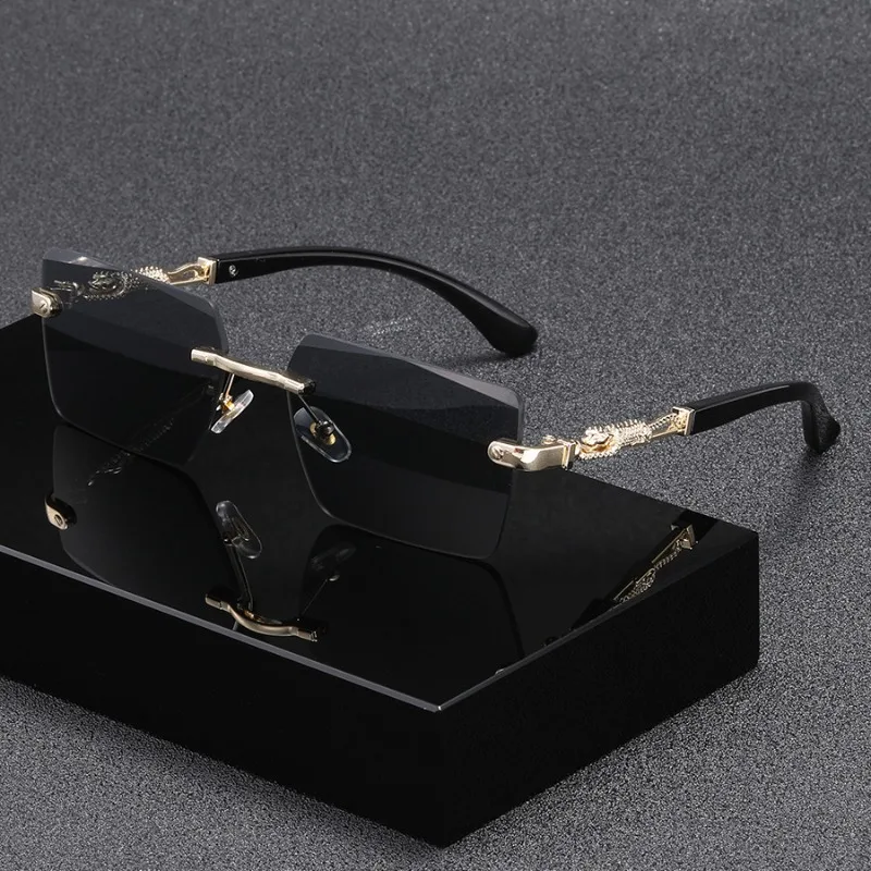Fashion Rimless Rectangle Sunglasses Women Men Luxury Brand 