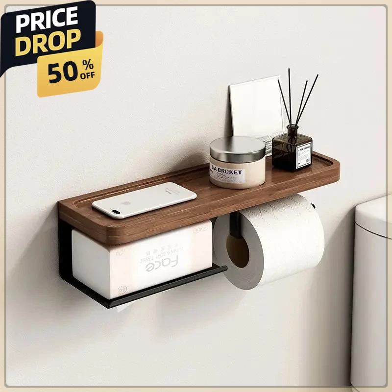 

Wall-Mounted Bathroom Tissue Holder | Toilet Paper Rack w/Storage | Tissue Box Organizer for Small Spaces | Bathroom Essentials