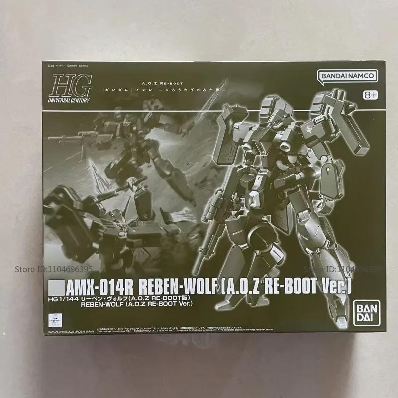 ชุดโมเดลของแท้จาก Bandai AMX-014R Reben-Wolf A.O.Z รุ่น RE-BOOT โมเดลฟิกเกอร์อนิเมะแบบประกอบเอง ของเล่นสะสมสำหรับเด็กผู้ชาย