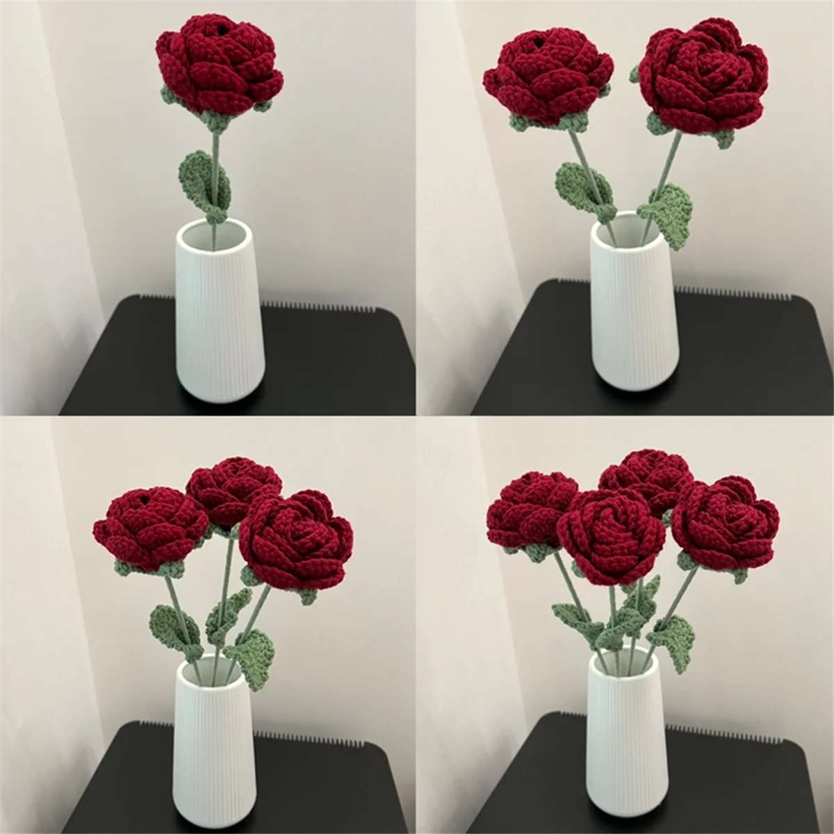 BHBL Modern Elegant Home Decoration Table Knitted Rose Wedding Art Valentine'S Day Gift