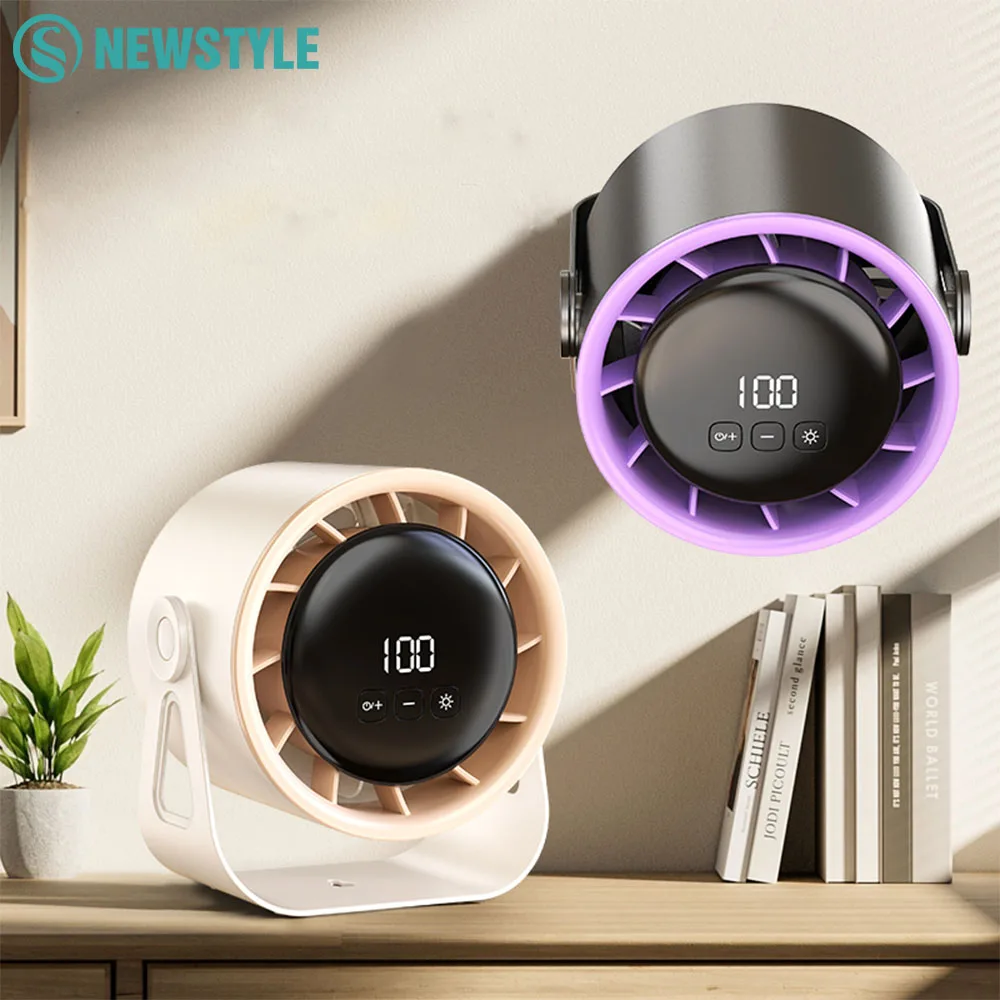 Home Quiet Wall Ceiling Fan with Warm Night Lights Multifunctional Desktop Circulation Fan 100 Wind Speeds LED Digital Display