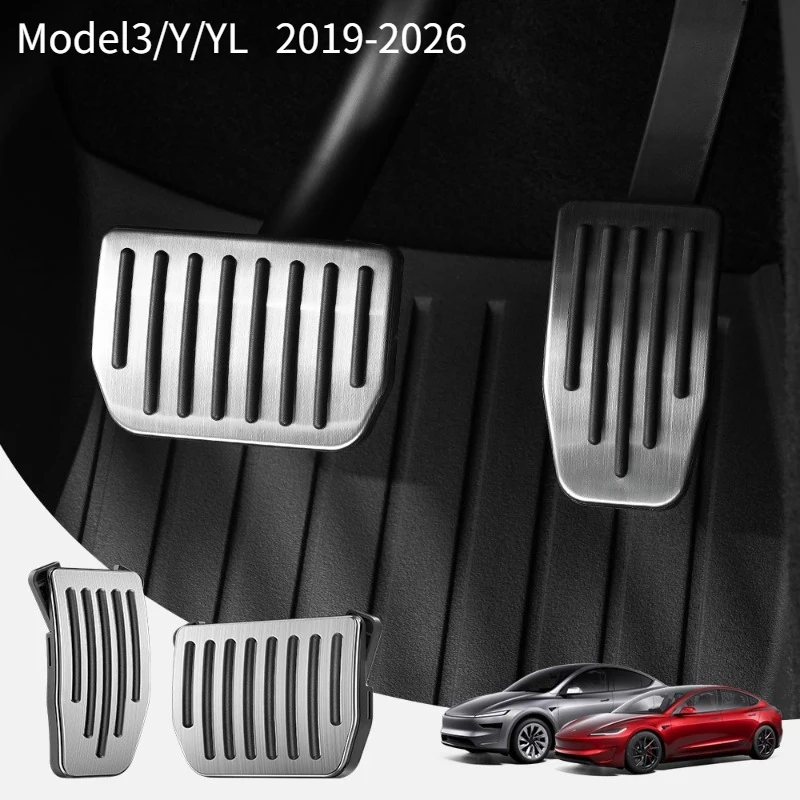 Stainless Steel Car Brake and Accelerator Pedal Cover Suitable for Tesla Model Y/3/X/S Six Seater YL Accelerator and Brake Pedal