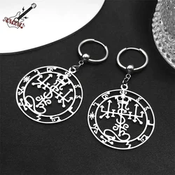 Gothic Symbol of Satan Hoop Earrings for Women Stainless Steel Silver Color Solomon Demon Seal Dangle Earring Jewelry E3592S06
