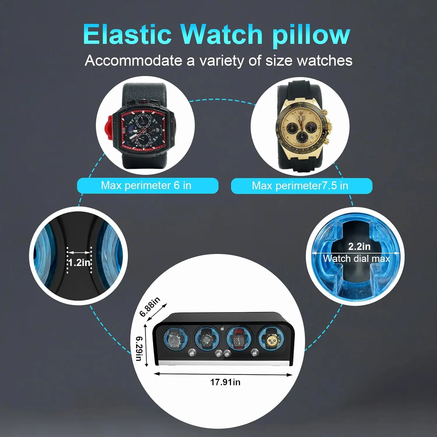 ملفاف ساعة للساعات الأوتوماتيكية، فتحة ملفاف الساعة 1/2/4/8 لرولكس، صندوق اللفاف يستخدم محرك فائق الهدوء، مبيعات المصنع مباشرة