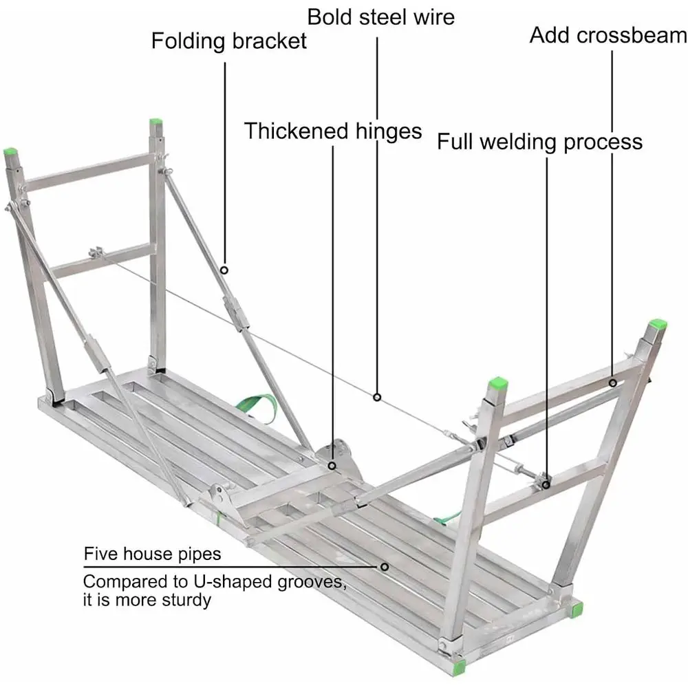 Portable Steel Scaffolding Platform for RV Maintenance and Painting, Adjustable Height, 140x30cm, Single Color