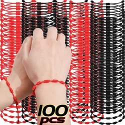 Black Red String 7 Knots Bracelets for Protection Good Luck Amulet for Success Handmade Rope Couple's Bracelet Lucky Bangles